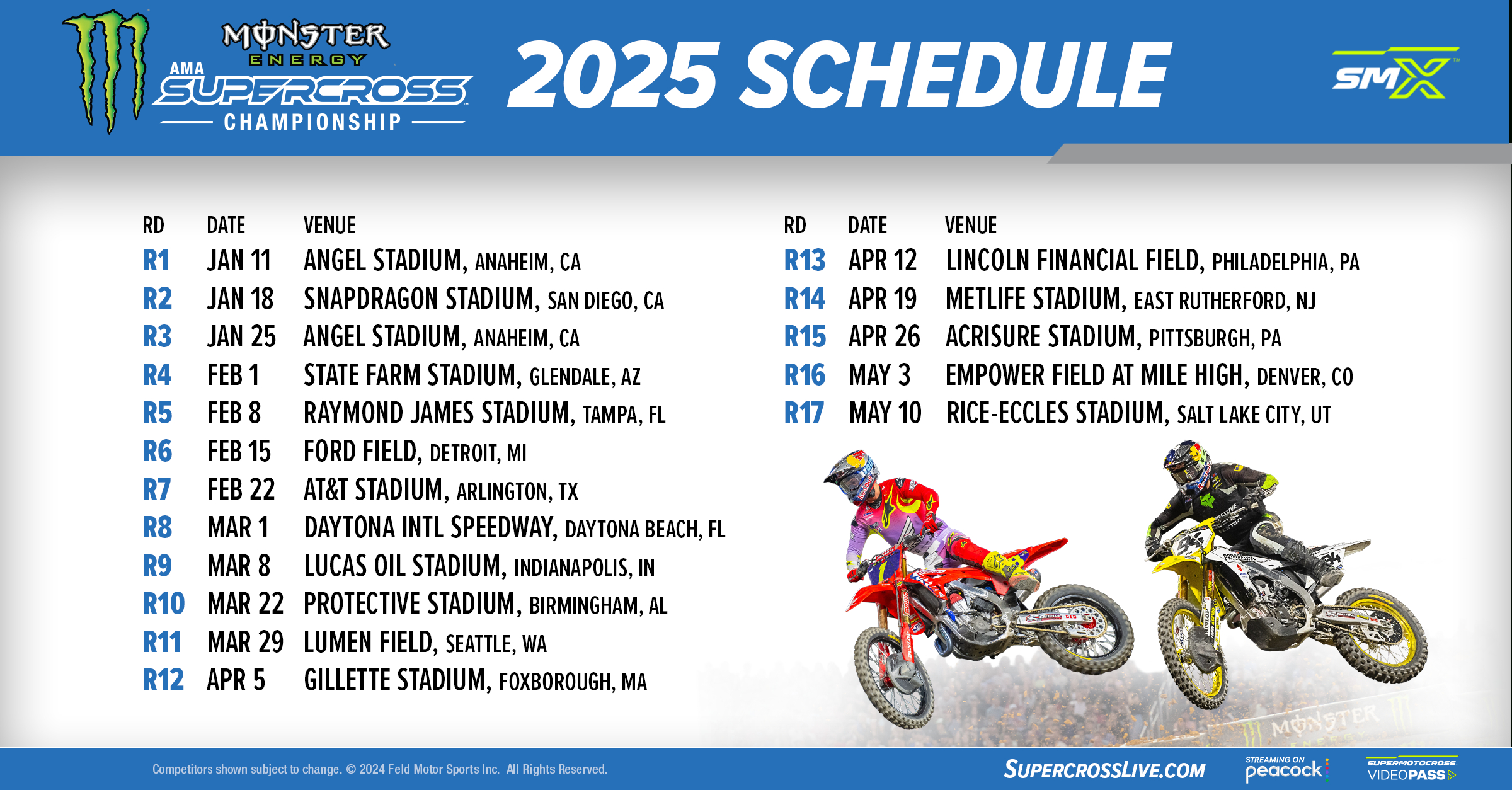 2025 Monster Energy Supercross Tickets On Sale | Feld Entertainment | Calendário Ama Supercross 2025