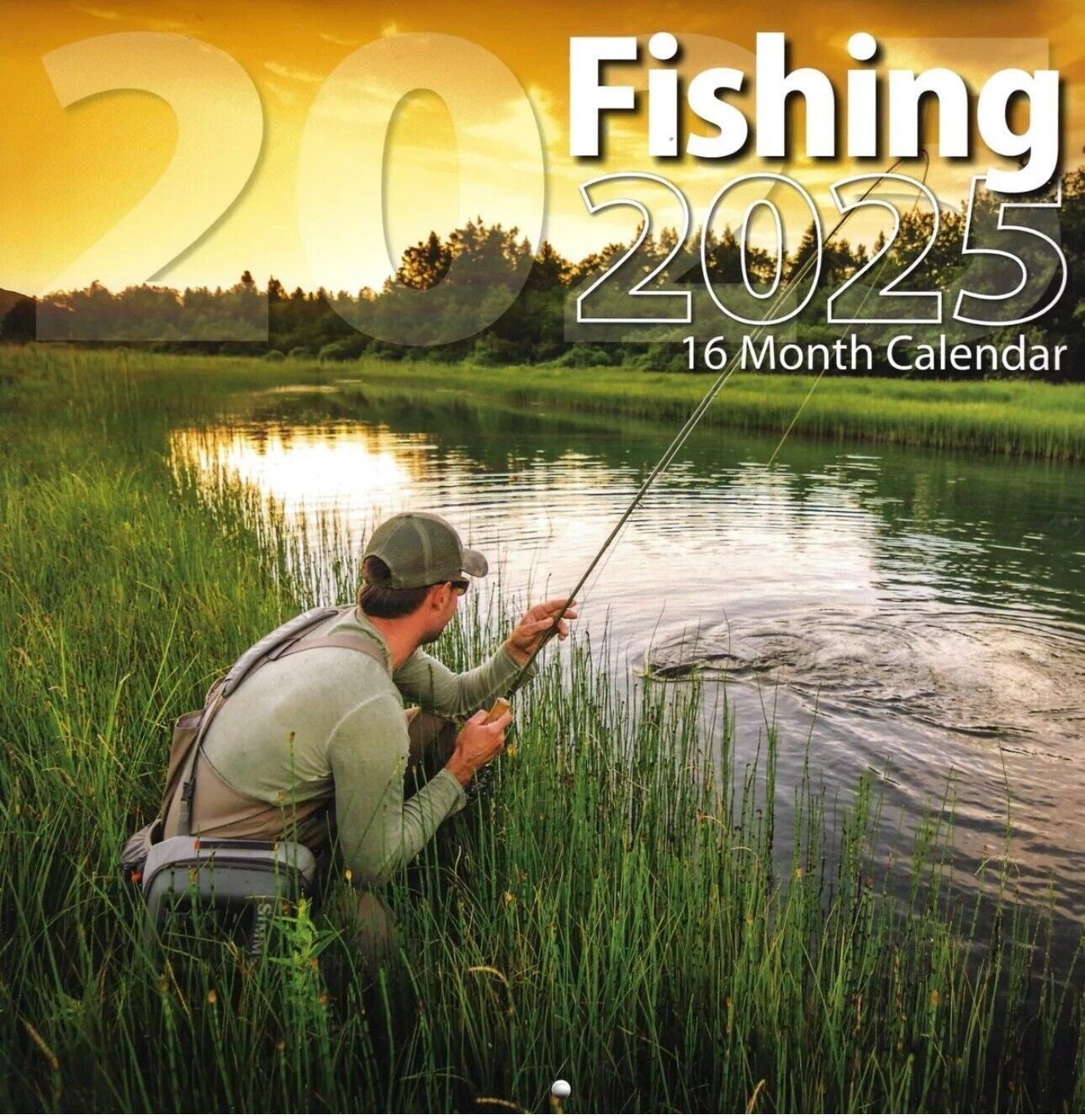 2025 Wandkalender Angeln 30X60Cm 16 Monate Man Höhle Büro Fisch | Calendário De Pesca 2025