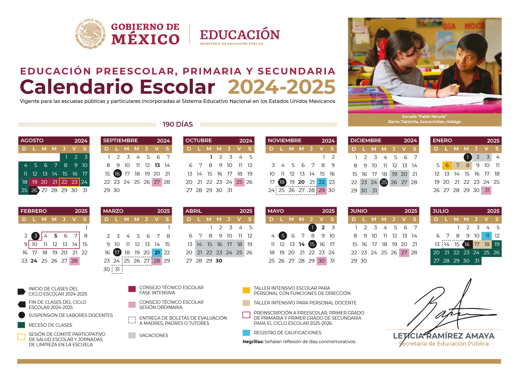 Boletín 70 Publica Sep Calendarios Escolares 2024-2025 Para | Calendário Escolar de 2025