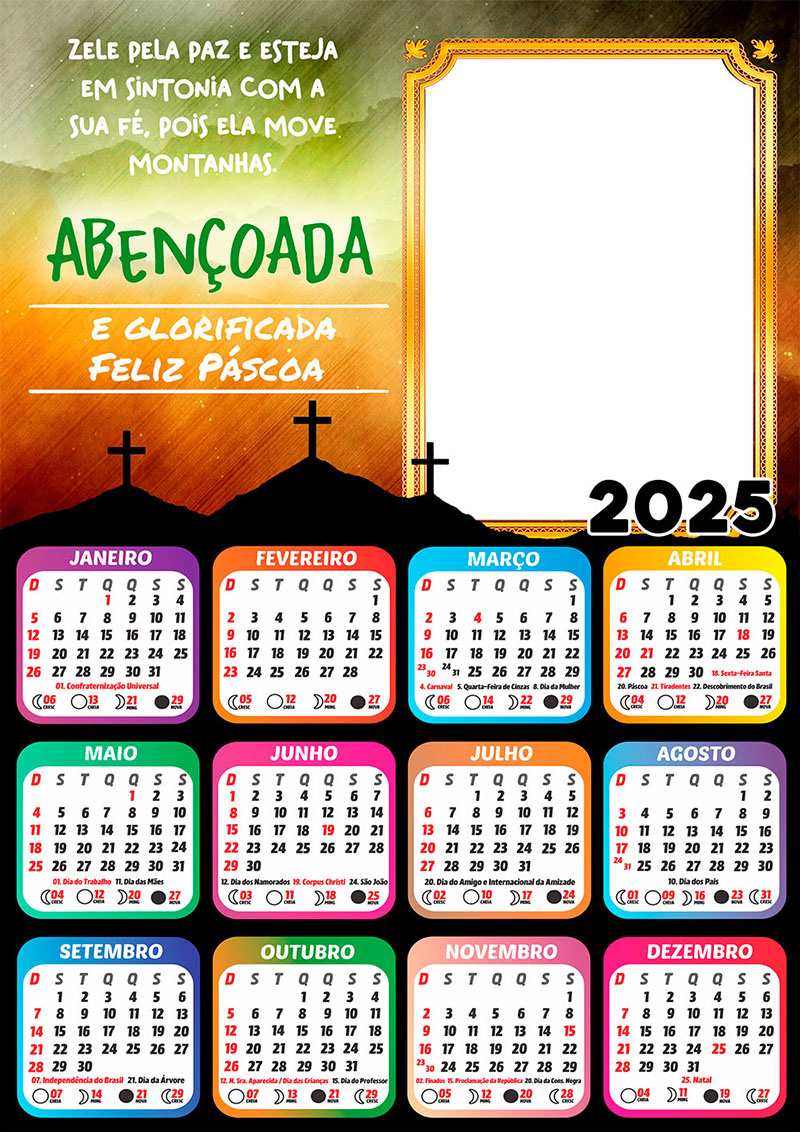 Calendário 2025 Abençoada Páscoa Em Png Arte Digital - Calendáriolegal | Páscoa 2025 Data Calendário