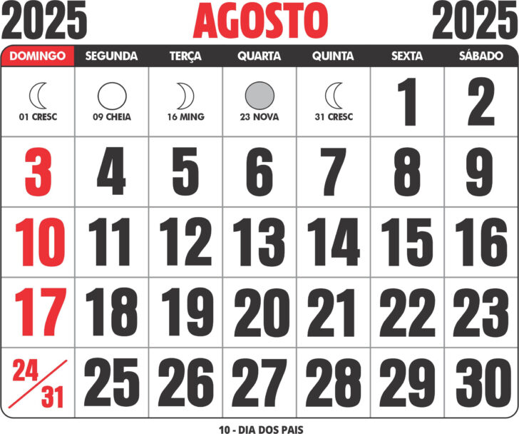 Agosto de 2025 Calendário