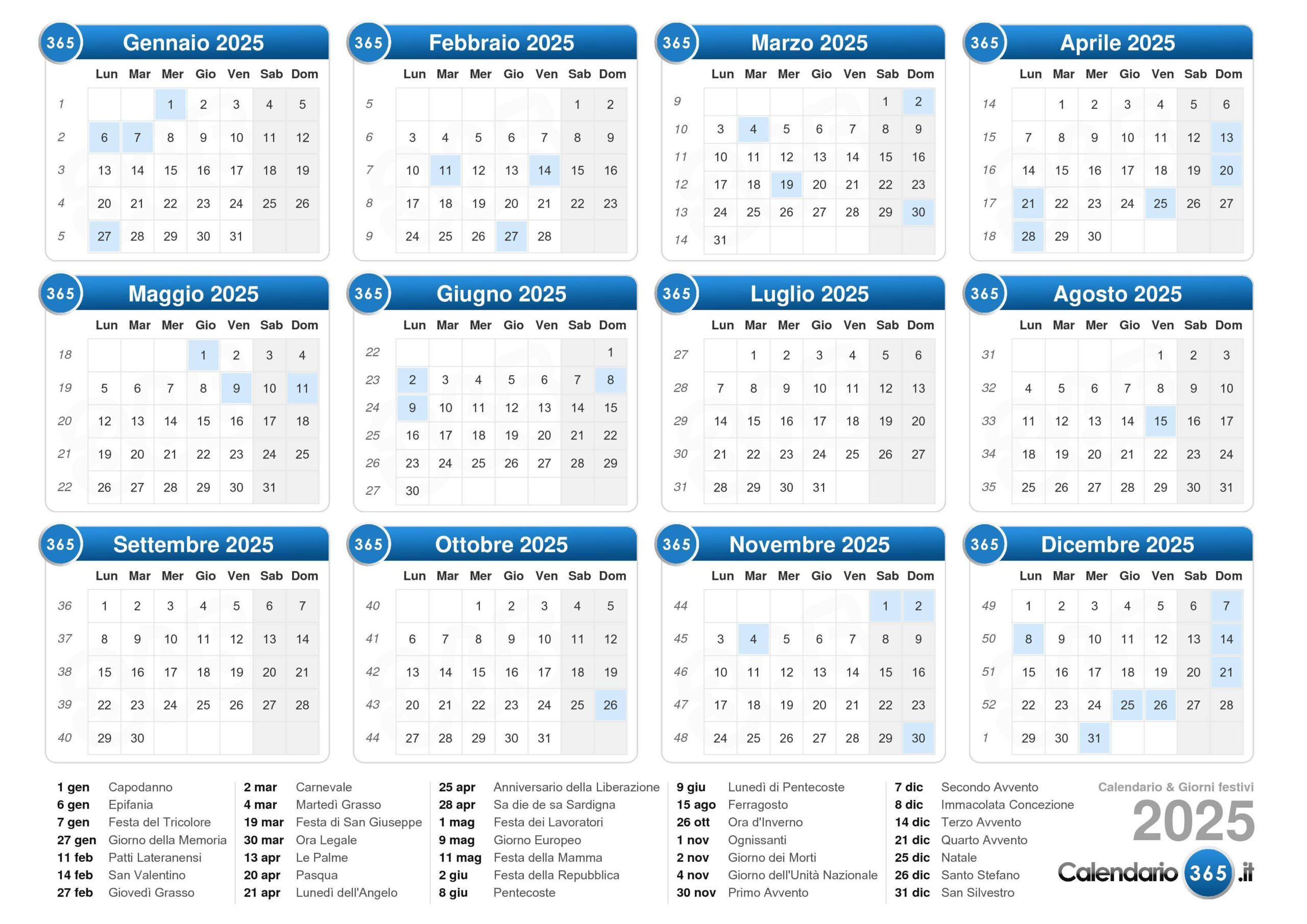 Calendario 2025 | Calendário 365 2025