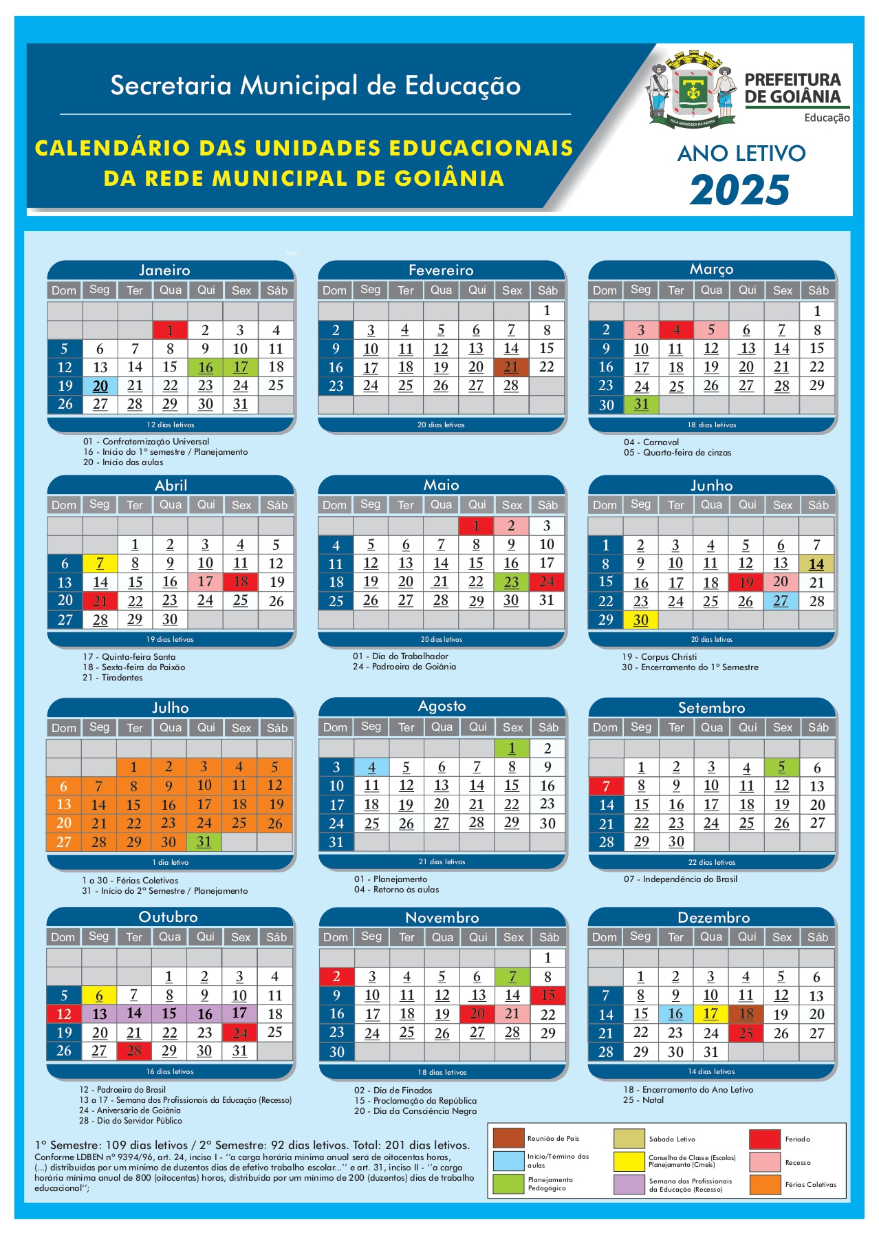 Calendário 2025 | Calendário Escolar 2025 Goiás