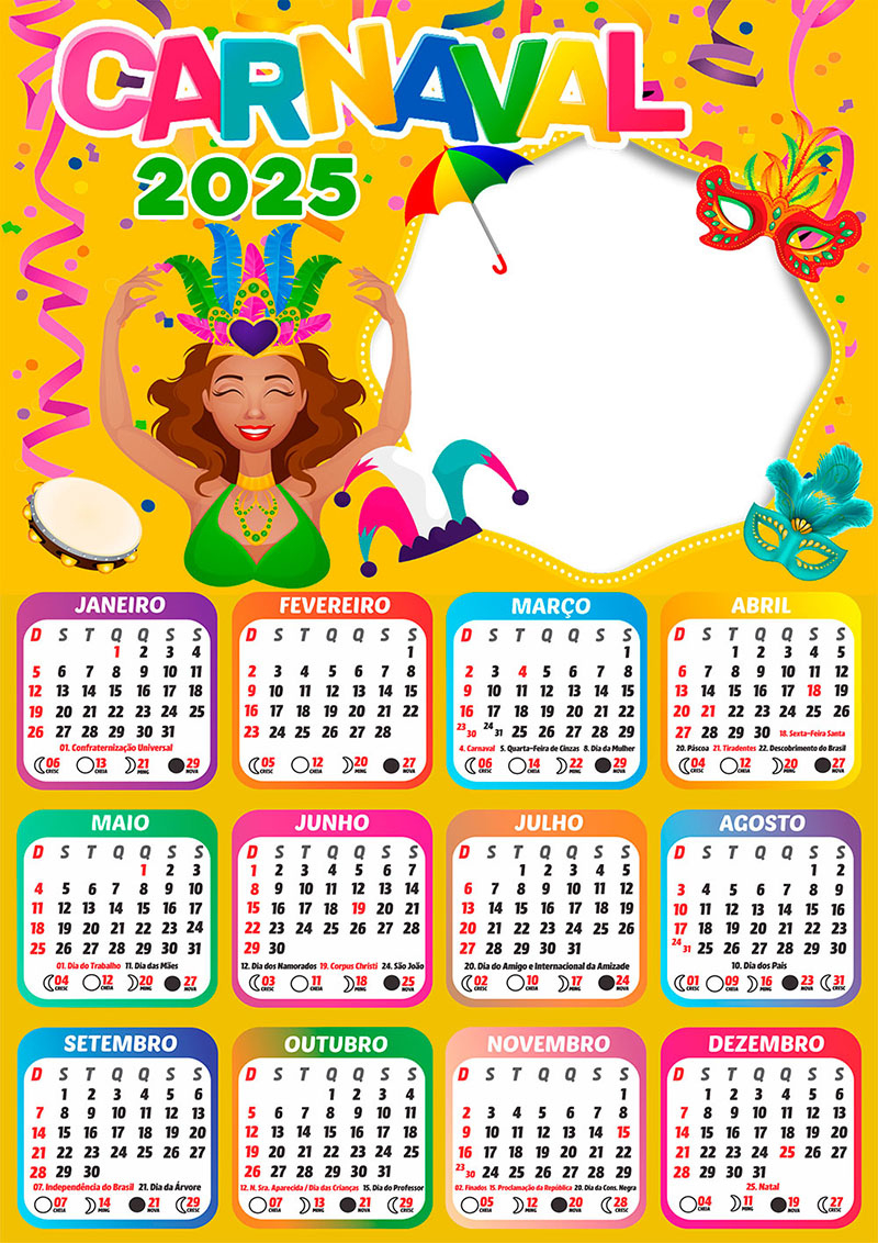 Calendário 2025 Carnaval Em Png Arte Digital - Calendáriolegal | Calendário Carnaval 2025 Data