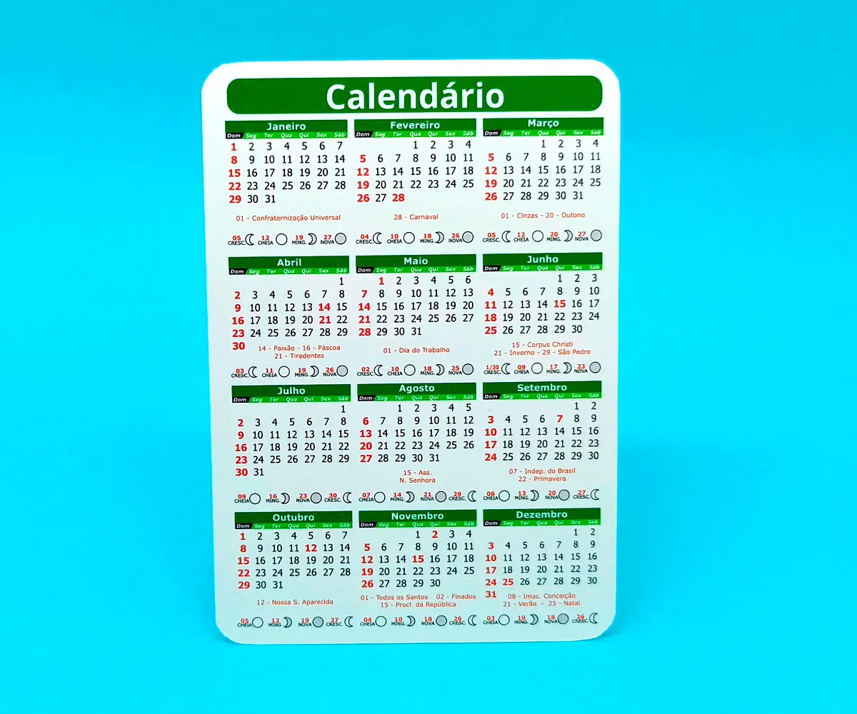 Calendário 2025 De Bolso - Papel Couchê 300G - Ideup Marketing | Calendário De Pesca 2025 Água Doce