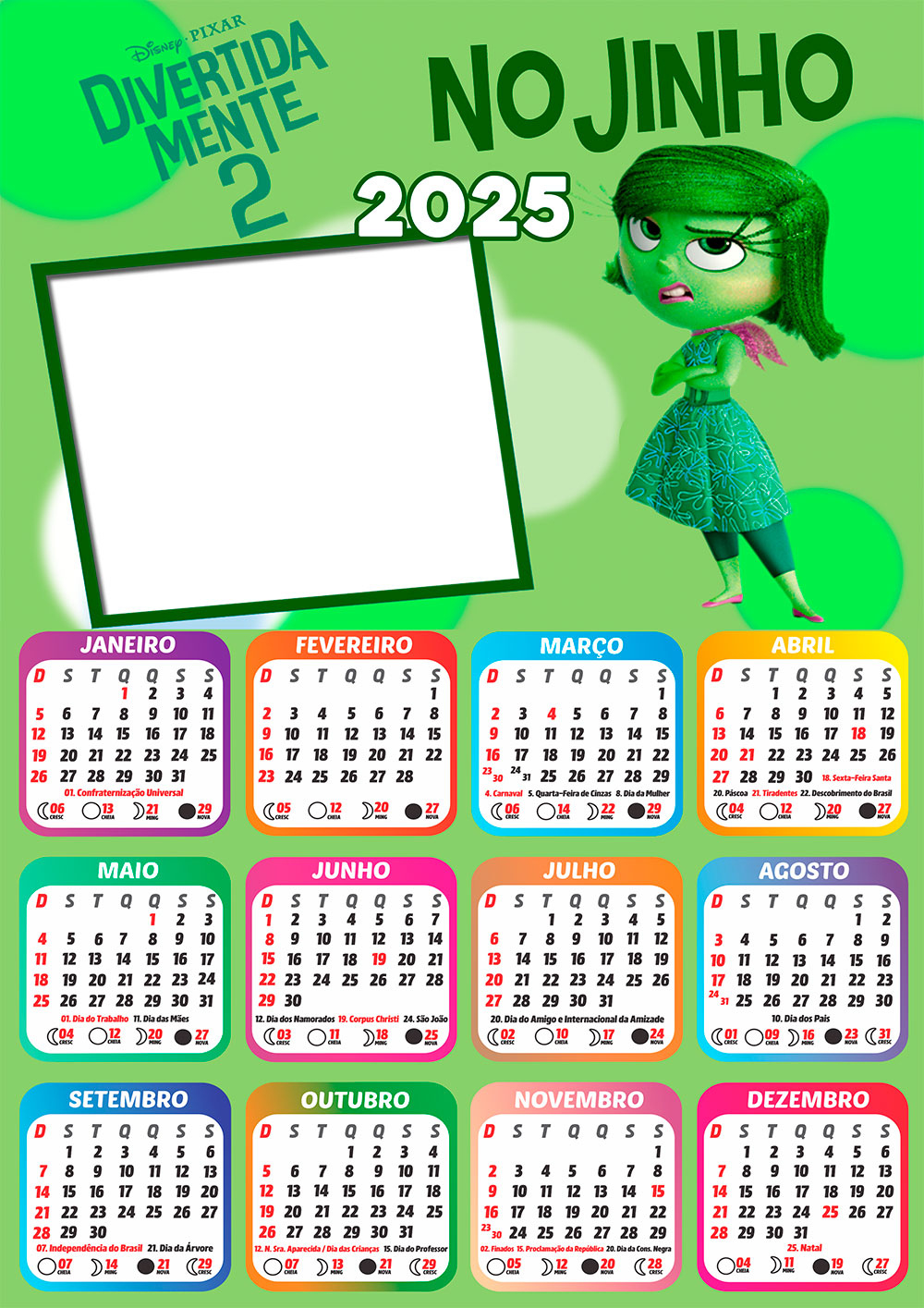 Calendário 2025 Divertidamente 2 Nojinho Em Png Arte Digital | Dia Dos Pais 2025 Calendário