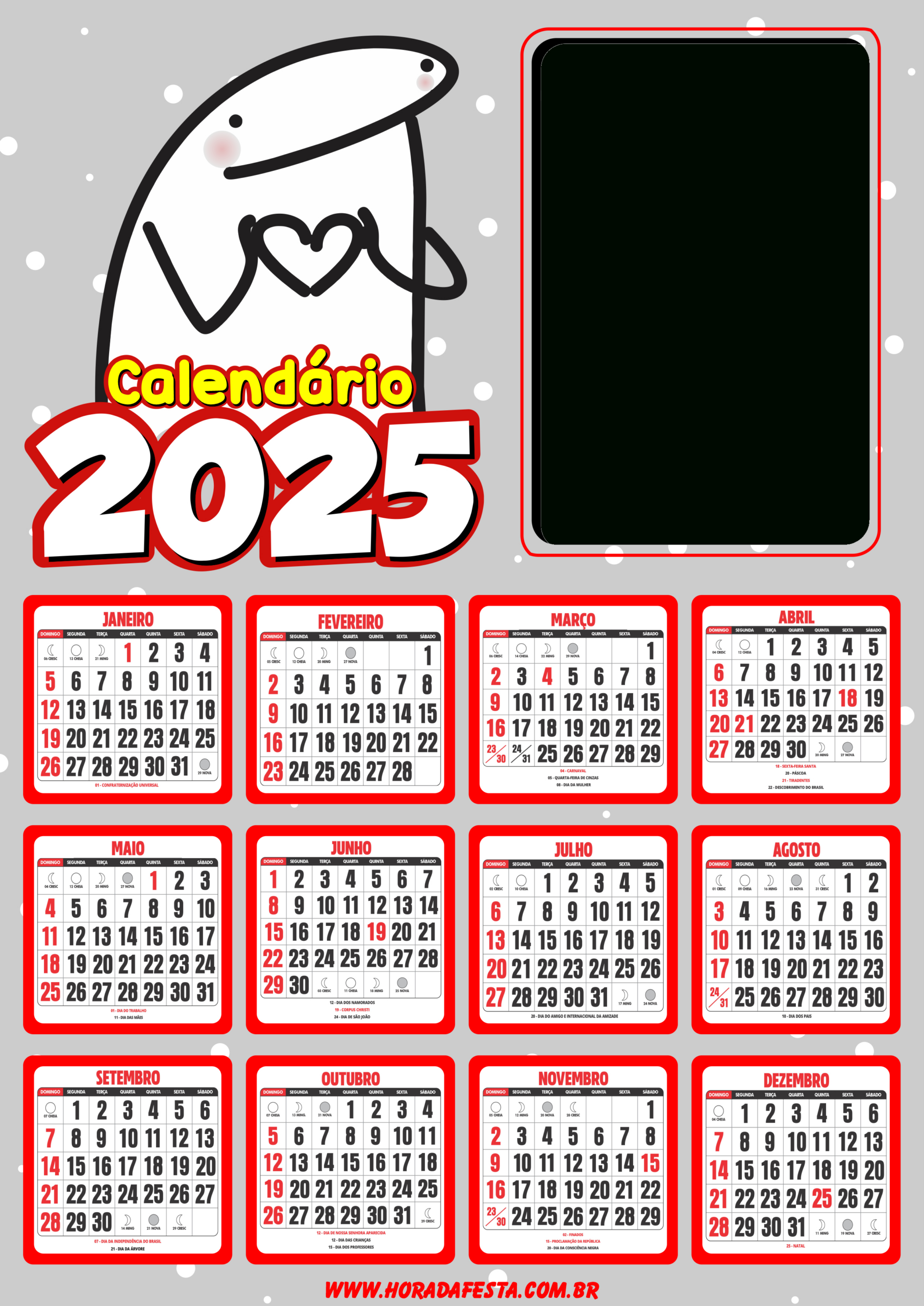 Calendário 2025 Flork Of Cows Personalizado Com Foto Pronto Para | Calendário 2025 Com Foto