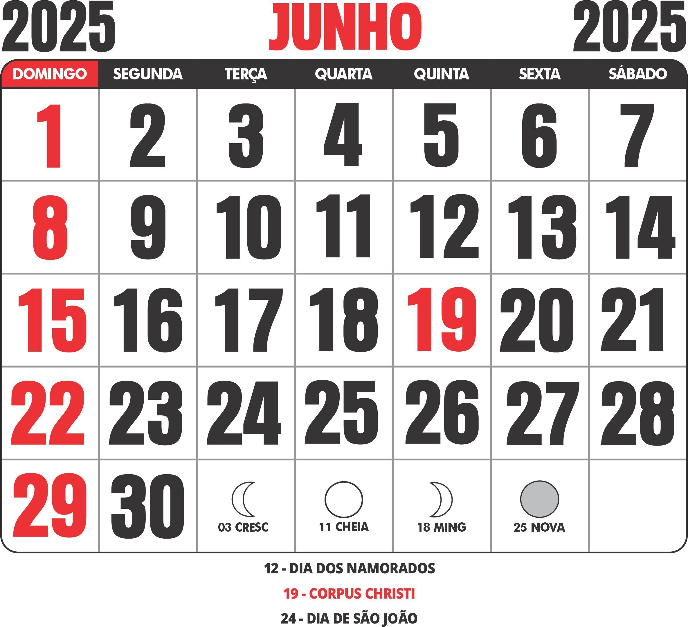 Calendário 2025 Junho Para Imprimir - Imagem Legal | Calendário De Junho 2025