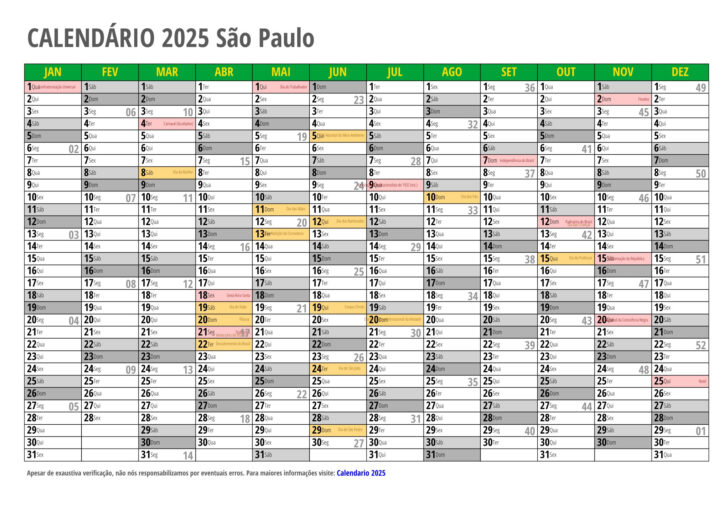 Calendário 2025 com Feriados e Datas Comemorativas