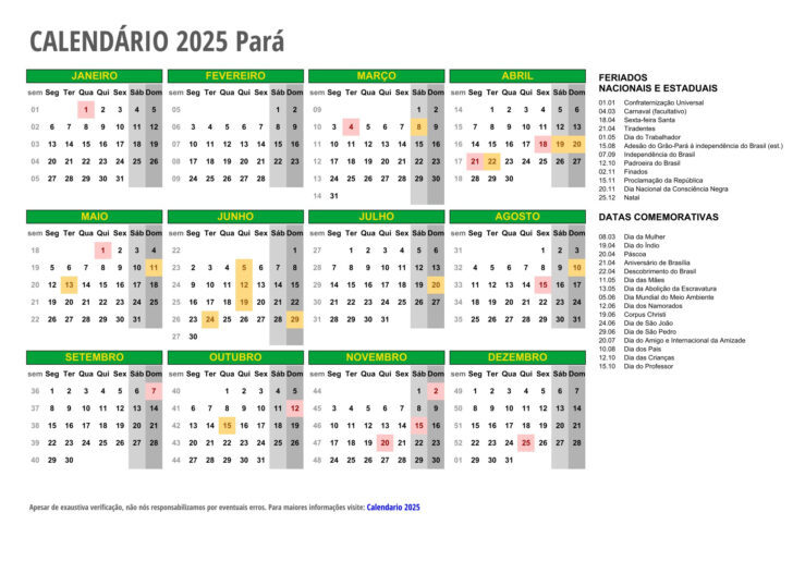 Calendário de 2025 para Imprimir