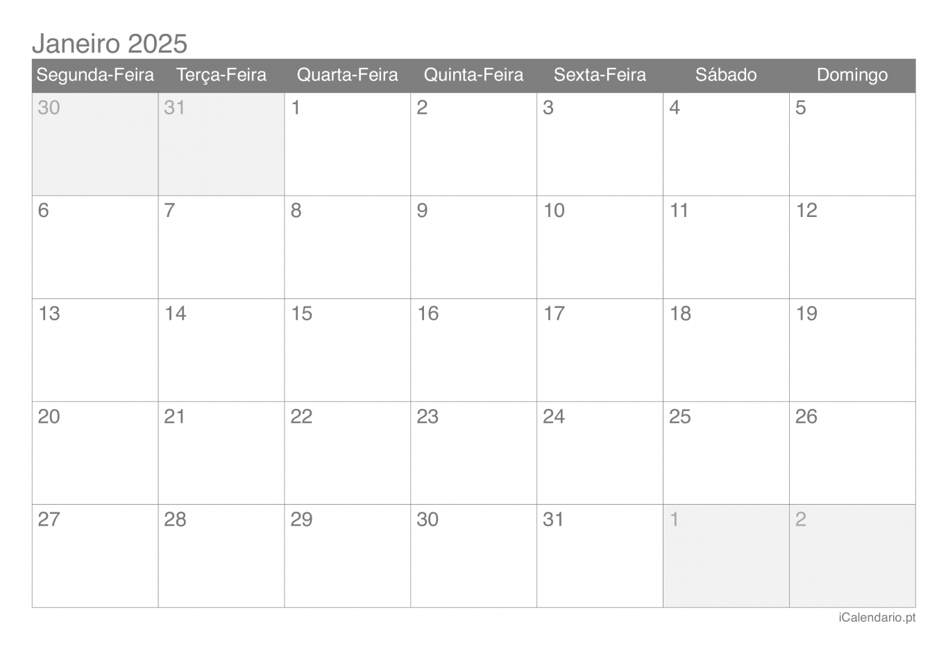 Calendário 2025 Para Imprimir Pdf E Excel | Calendário 2025 Editável Grátis