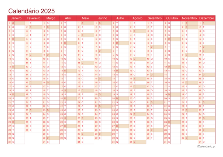 Calendário Anual 2025 para Imprimir