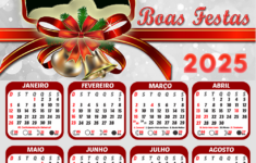 Calendário Boas Festas Feliz Natal 2025 Png – Digital Grátis | Calendário 2025 para Personalizar