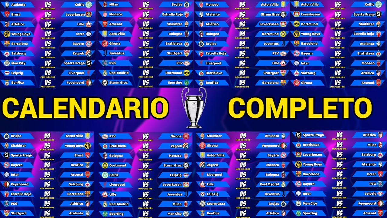 Calendario Completo De La Champions League 2024/2025 | Calendário Champions League 2025