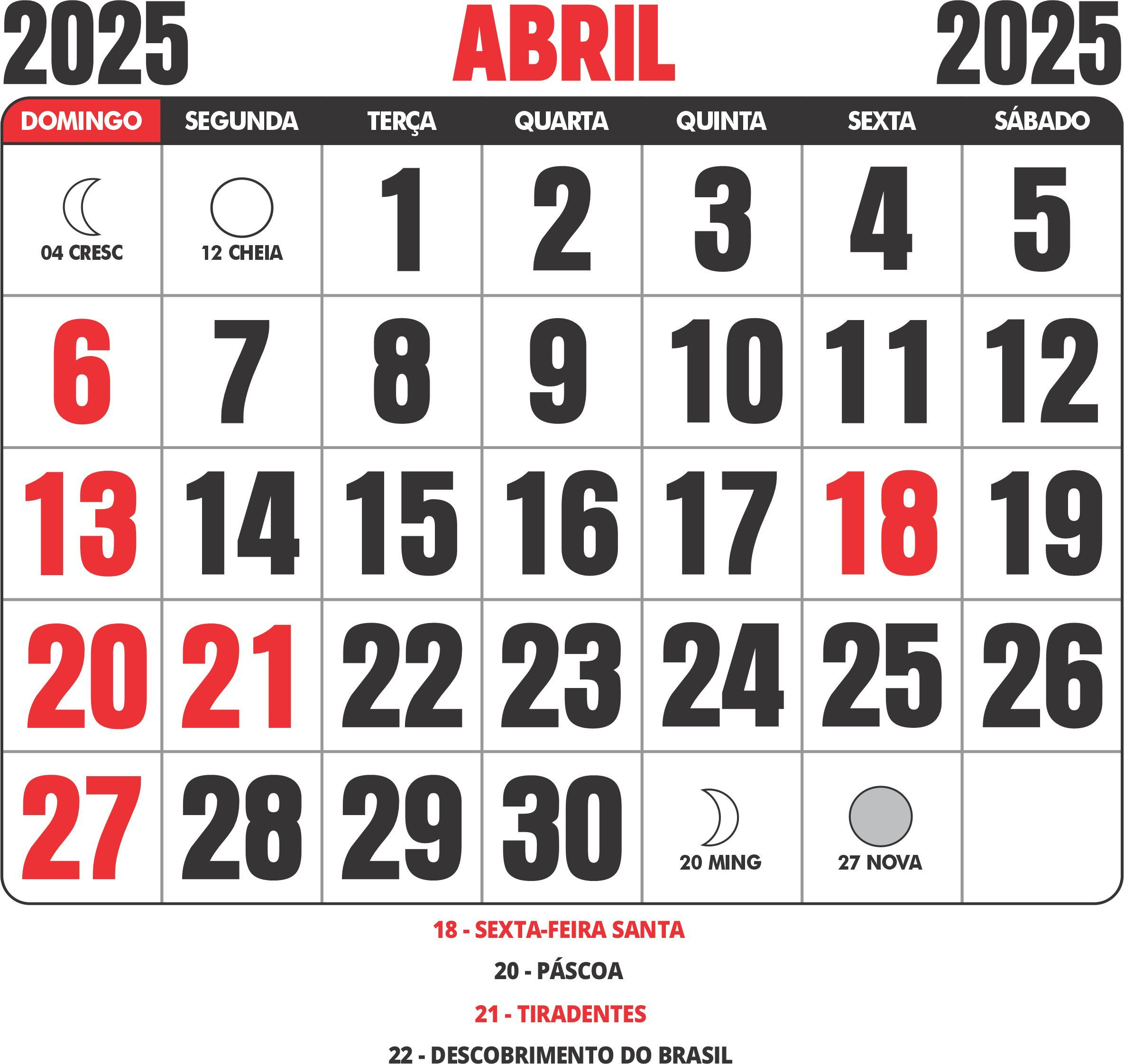 Calendário De Abril 2025 Para Imprimir, Salve Em Seu Computador O | Abril De 2025 Calendário