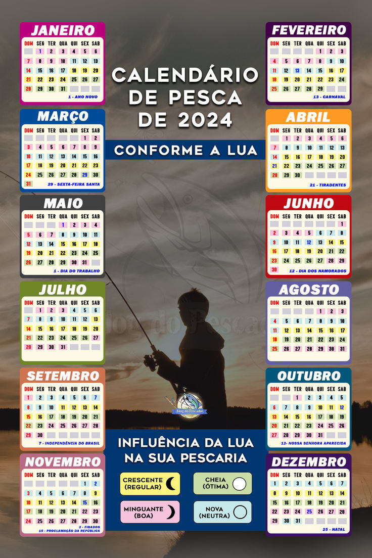 Calendário De Pesca 2024: De Acordo Com A Fase Da Lua | Calendário de Pesca 2025 Água Doce