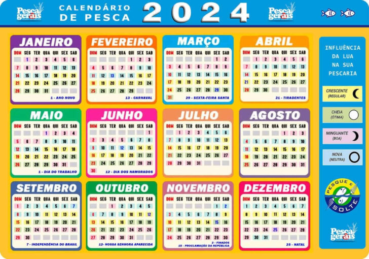 Calendário de Pesca 2025 Água Doce