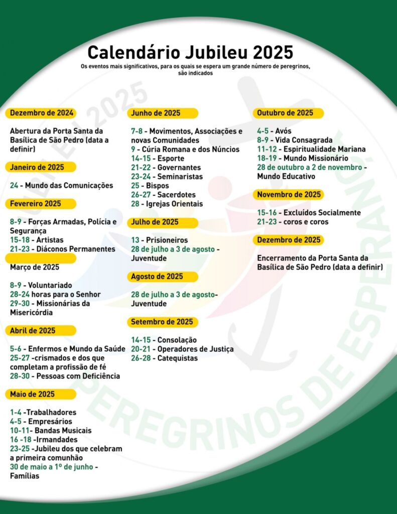 Calendário Do Jubileu 2025 – Site Católico | Calendário Do Jubileu 2025