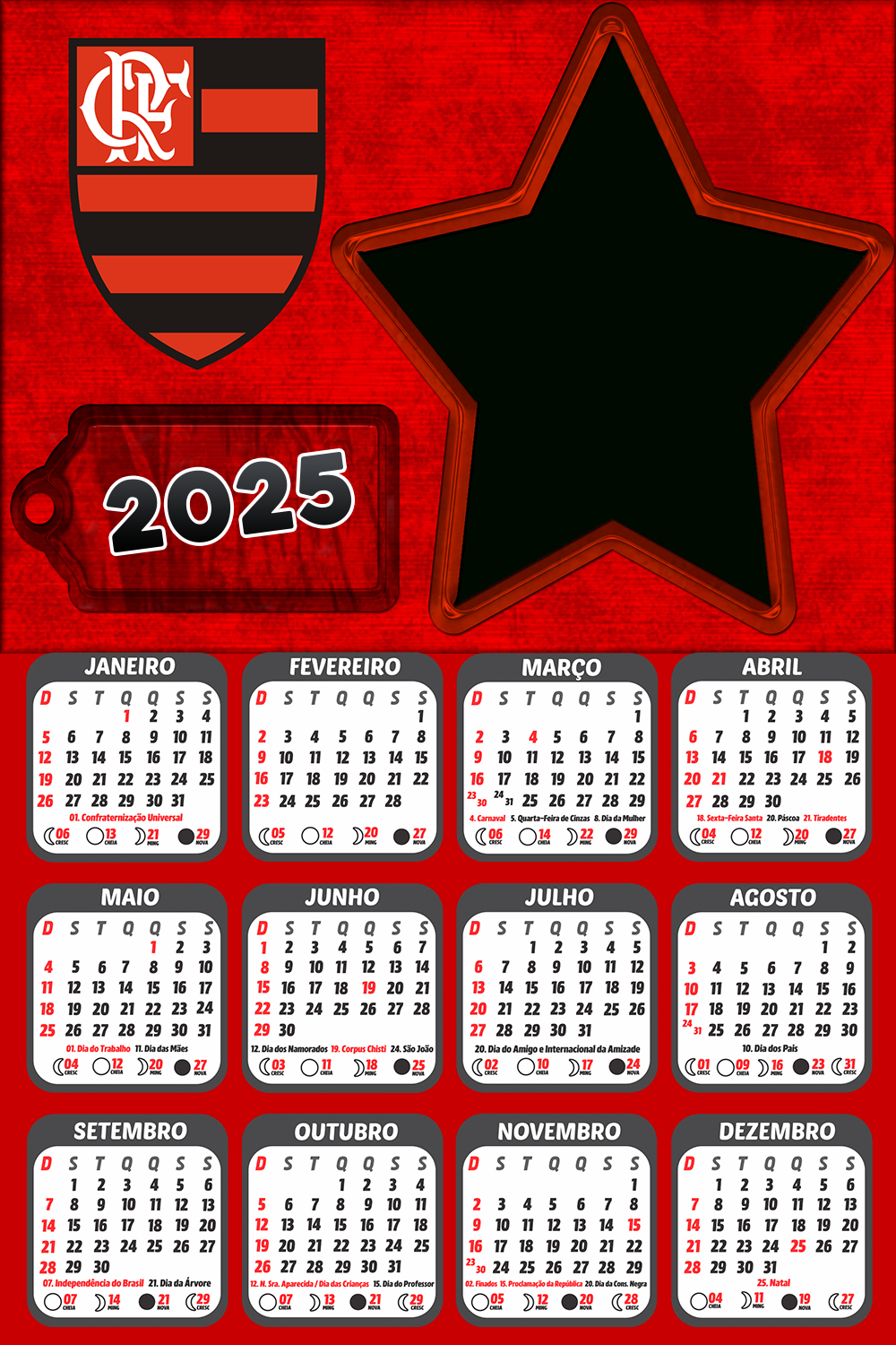 Calendário Flamengo Estrela 2025 | Calendário do Flamengo 2025