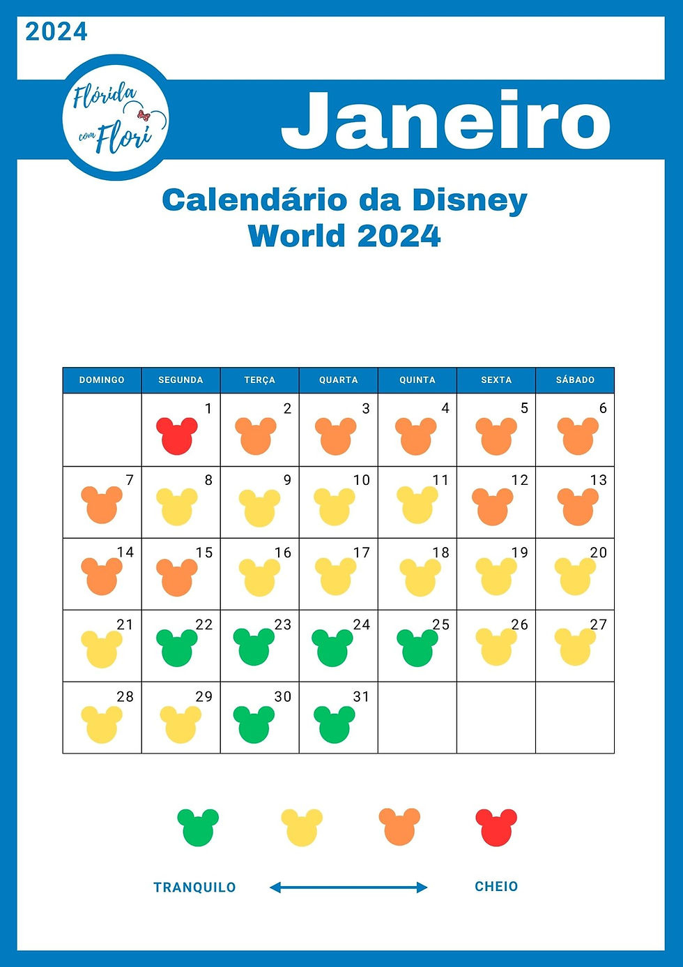 Calendário Lotação Disney 2024 | Calendário De Lotação Disney 2025