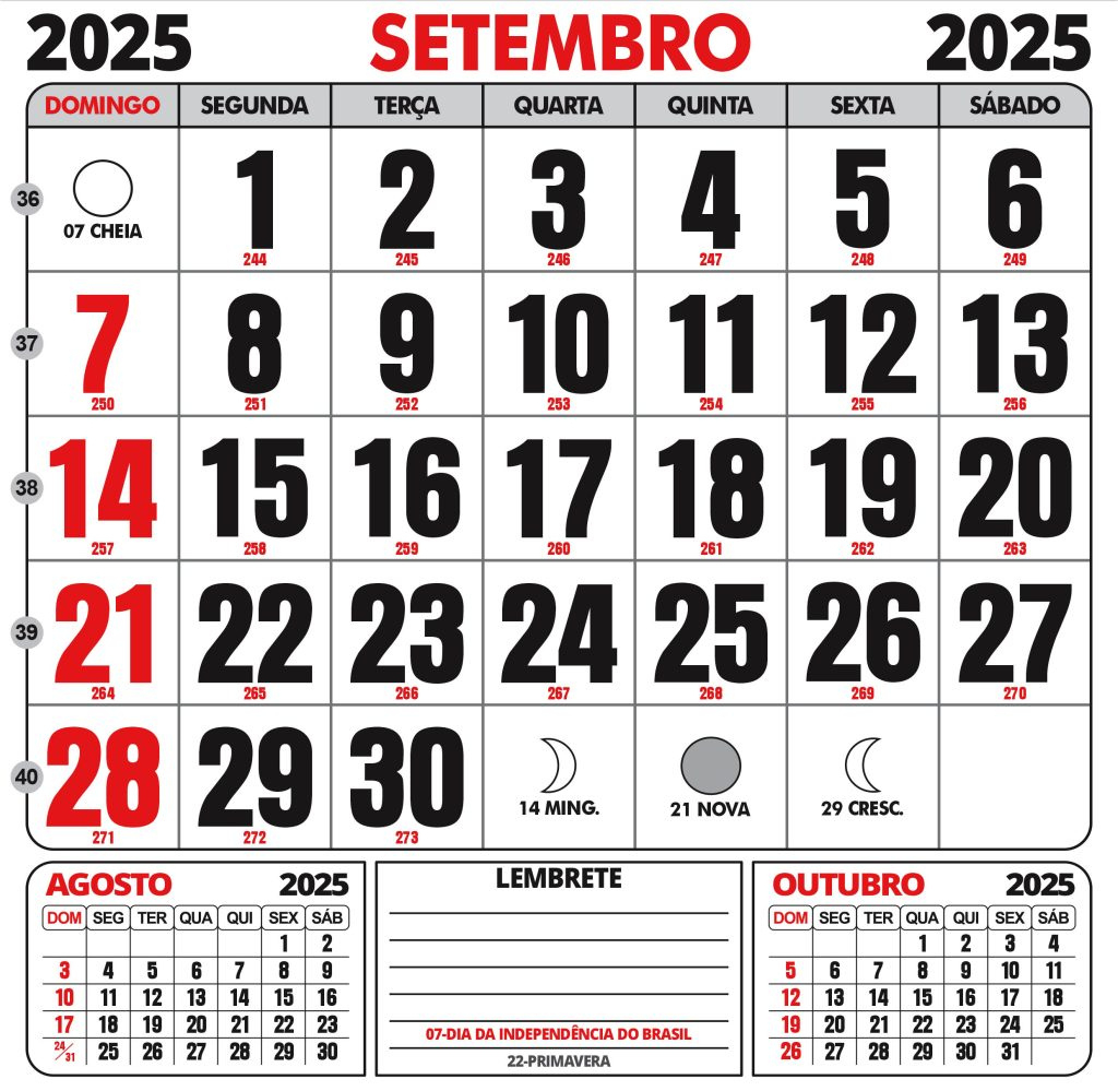 Calendário Setembro 2025 Para Imprimir - Digital Grátis | Calendário Setembro 2025 Com Feriados