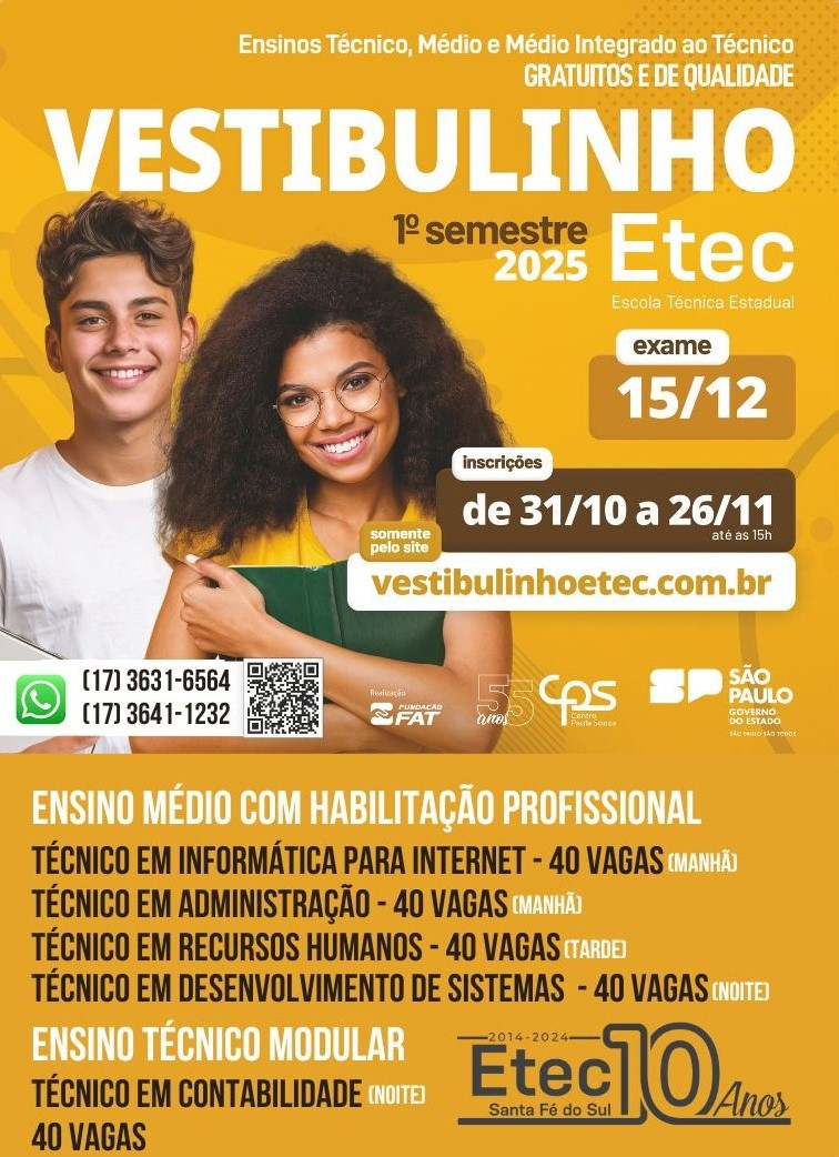 Calendário Vestibulinho Etec 1º Semestre De 2025 – Etec De Santa | Calendário Vestibulinho Etec 2025