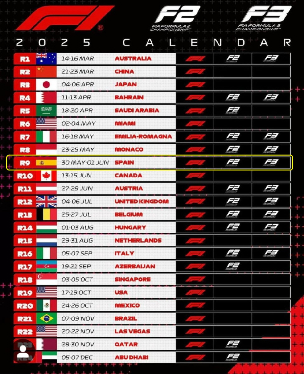 Datum 2025 Formel 1 Gp Spanien - Montmelo Tickets | Offizieller | Calendário Da F1 2025