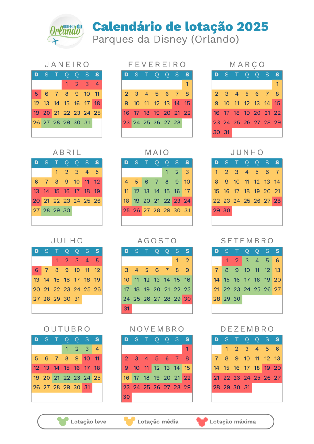 Disney Em 2025? Saiba Quais São As Datas Mais Movimentadas E Por | Calendário Lotação Parques Disney 2025