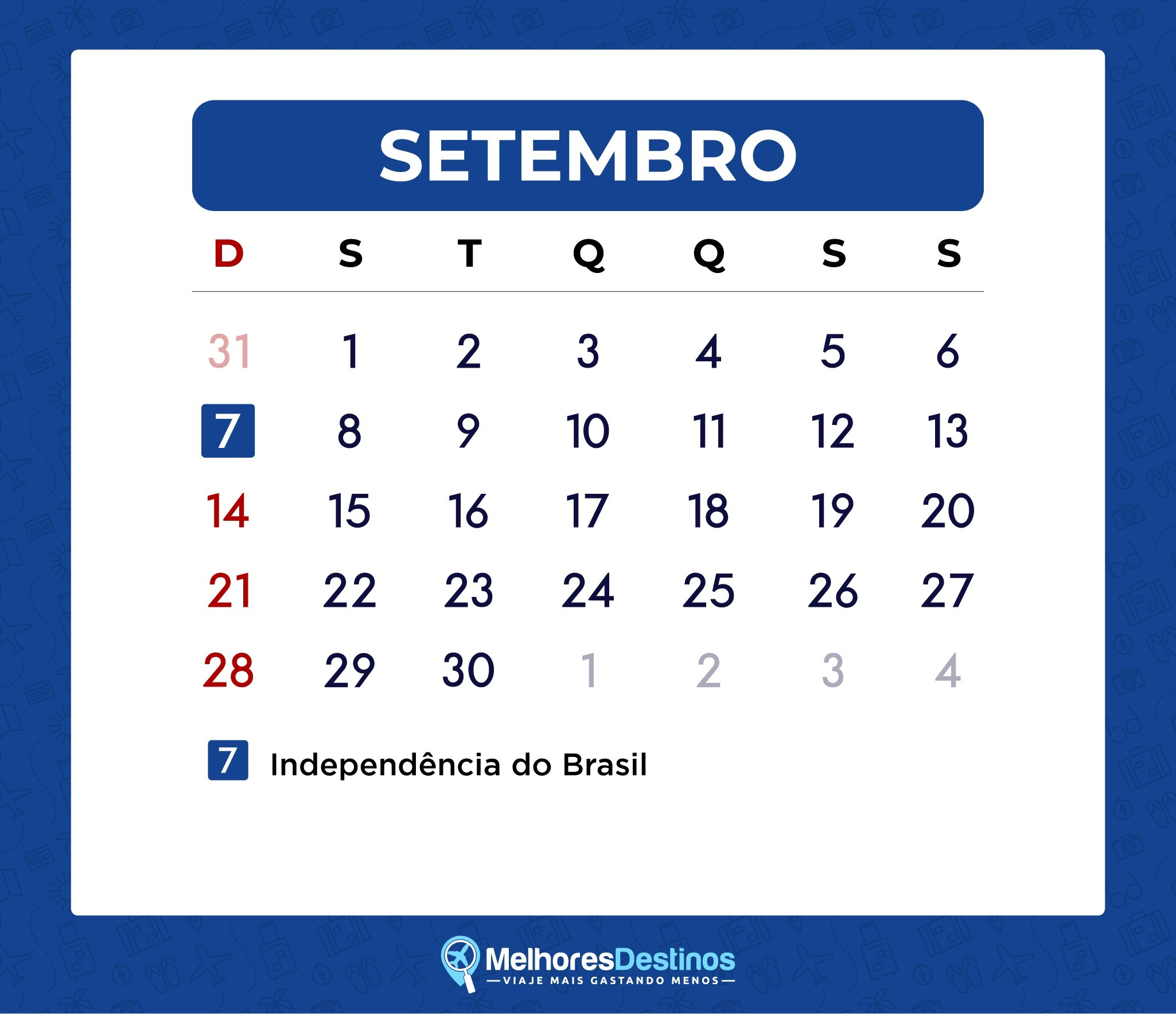 Feriados 2025 – Calendário Com Todas As Folgas Para Viajar | Calendário de Setembro 2025