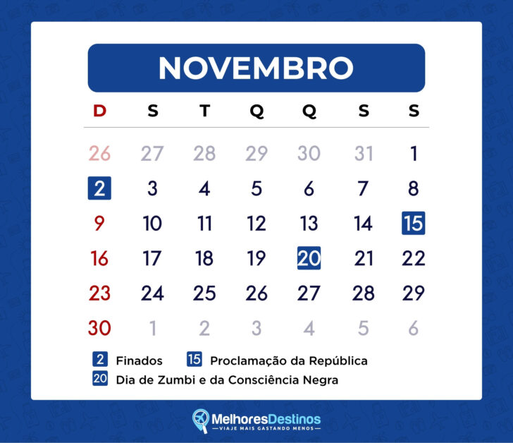 Calendário Novembro de 2025