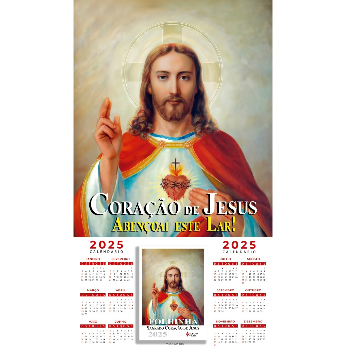 Folhinha Calendário Parede 2025 - Sagrado Coração De Jesusfolhinha | Calendário Sagrado Coração De Jesus 2025