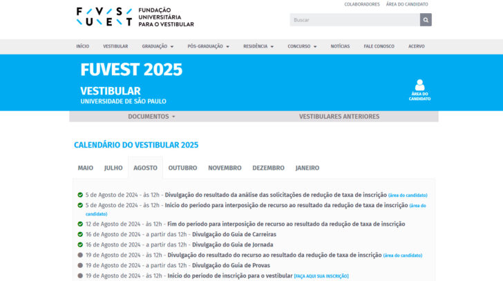 Calendário de Vestibulares 2025