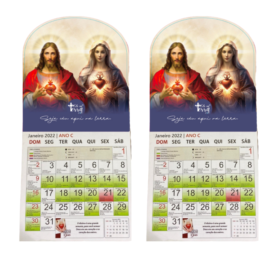 Kit Com 2 - Calendário Católico Céu Na Terra - 2025 (2 | Calendário Litúrgico de 2025