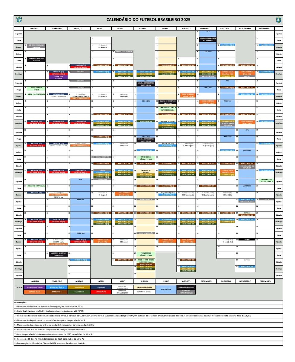 Leonardo Bertozzi On X: &amp;quot;Calendário Brasileiro Para 2025 Com Pausa | Calendário Do Futebol Brasileiro 2025