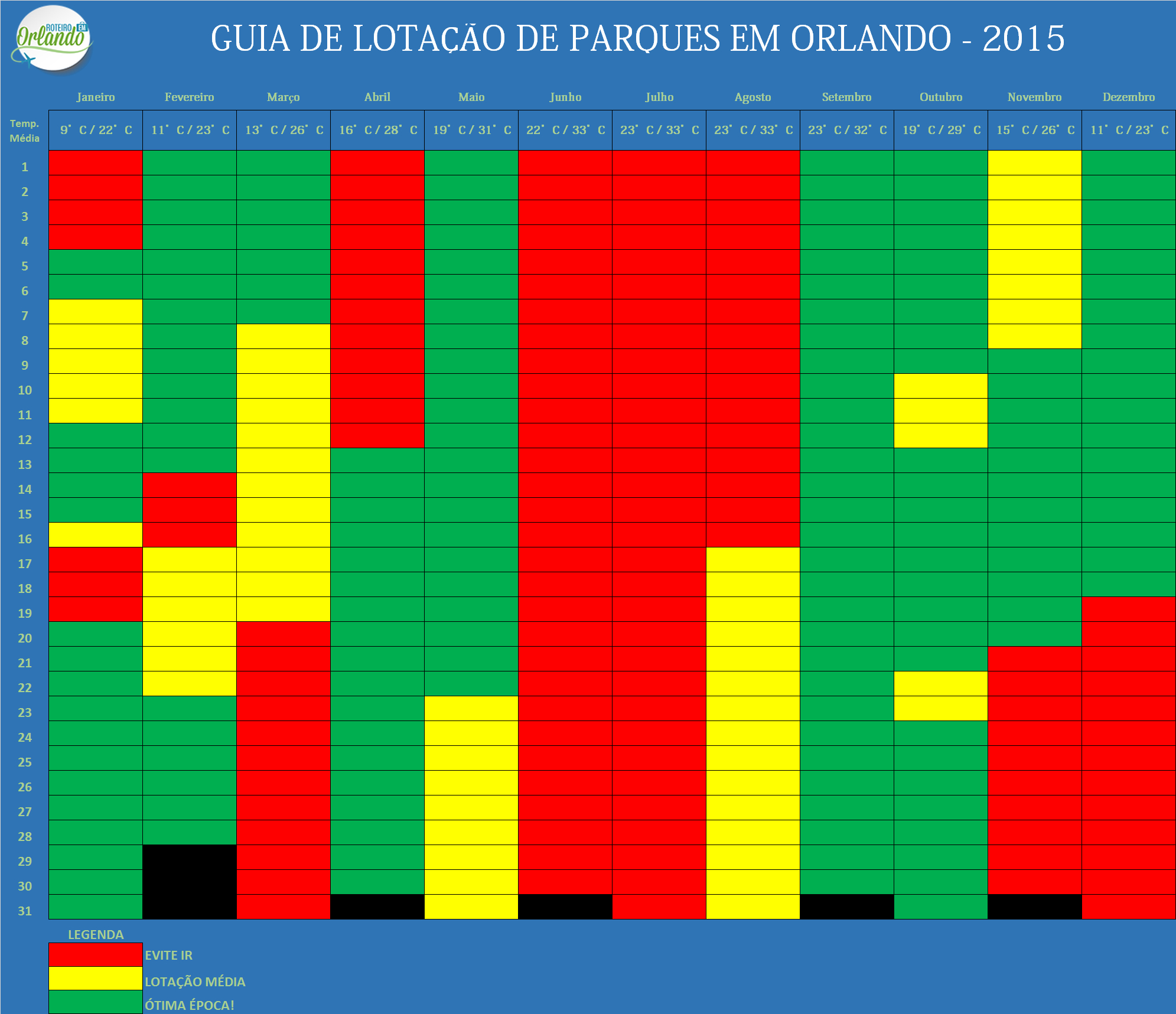 Lotação Dos Parques Disney Em 2015 - Roteiro Em Orlando | Calendário de Lotação Disney 2025