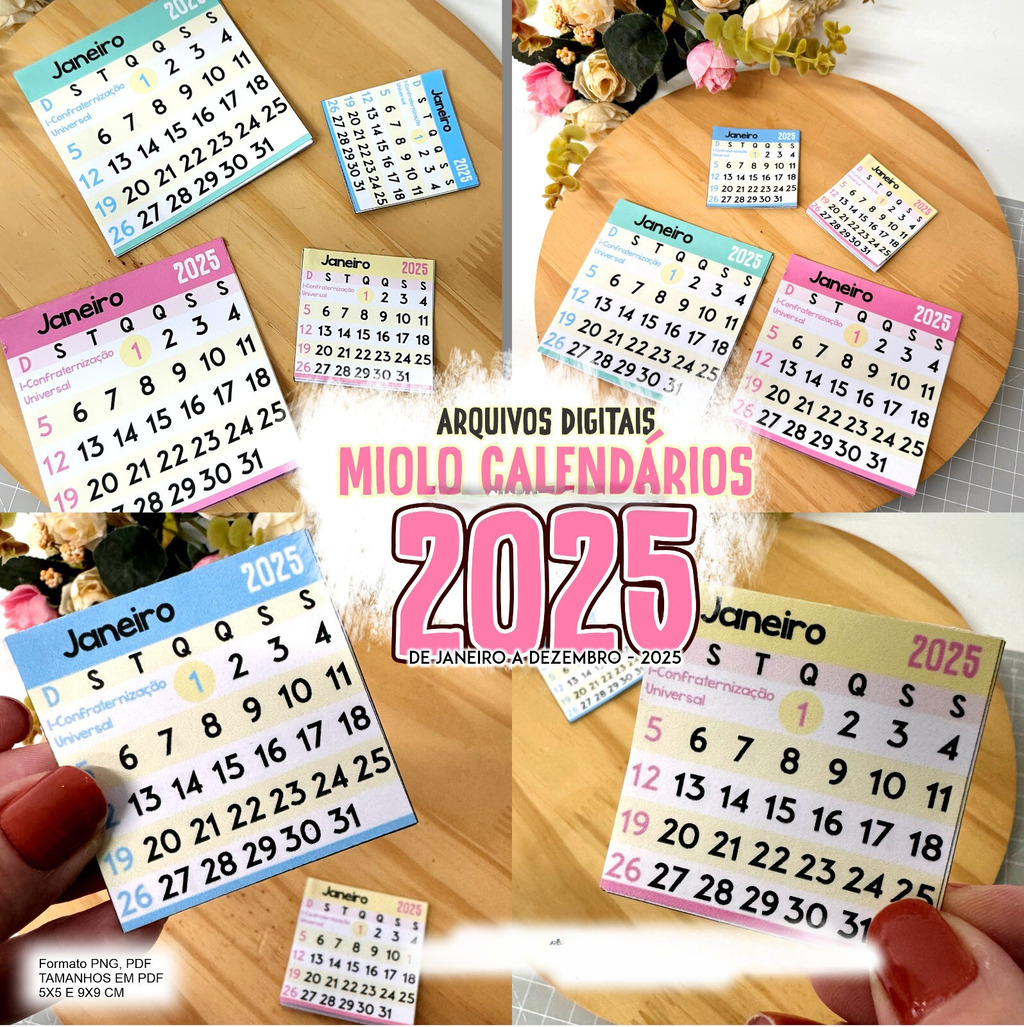 Miolo Calendário 2025 - Arquivo Digital Em 4 Cores | Arquivo Digital Calendário 2025