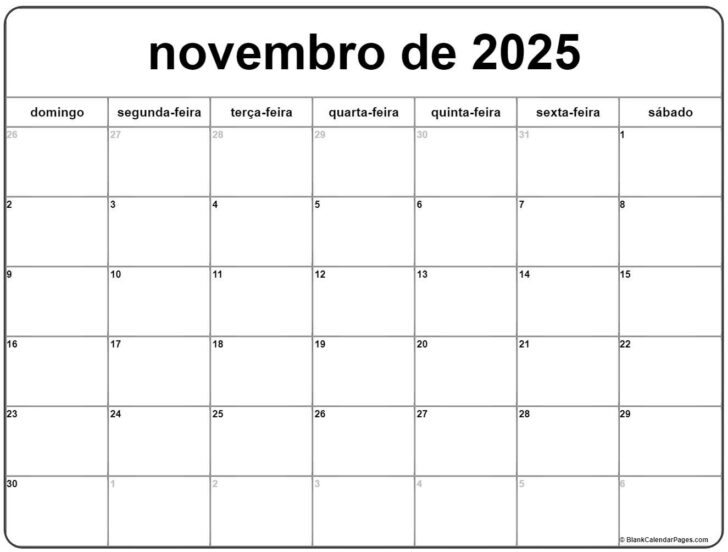 Calendário de Novembro 2025