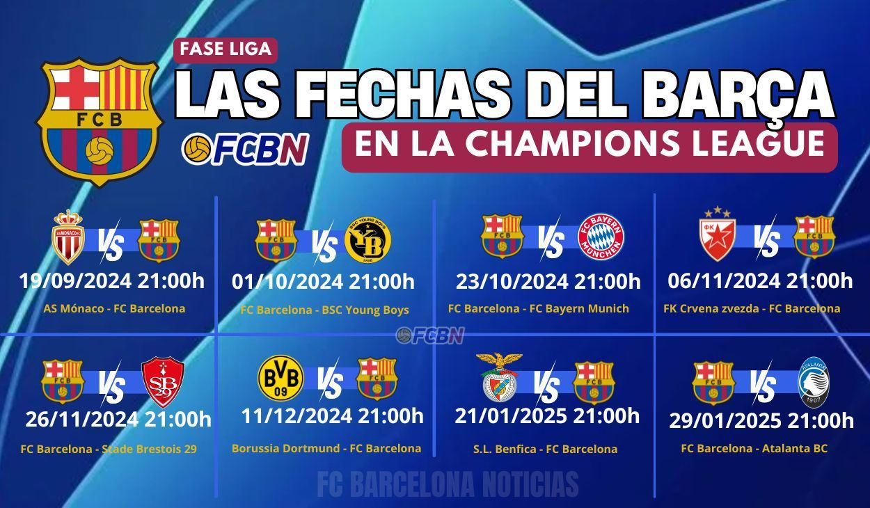 Official! The Fc Barcelona Calendar For The 1St Phase Of The | Calendário Champions League 2025