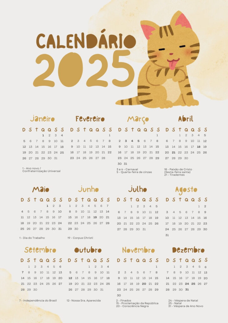 Calendário Corpus Christi 2025