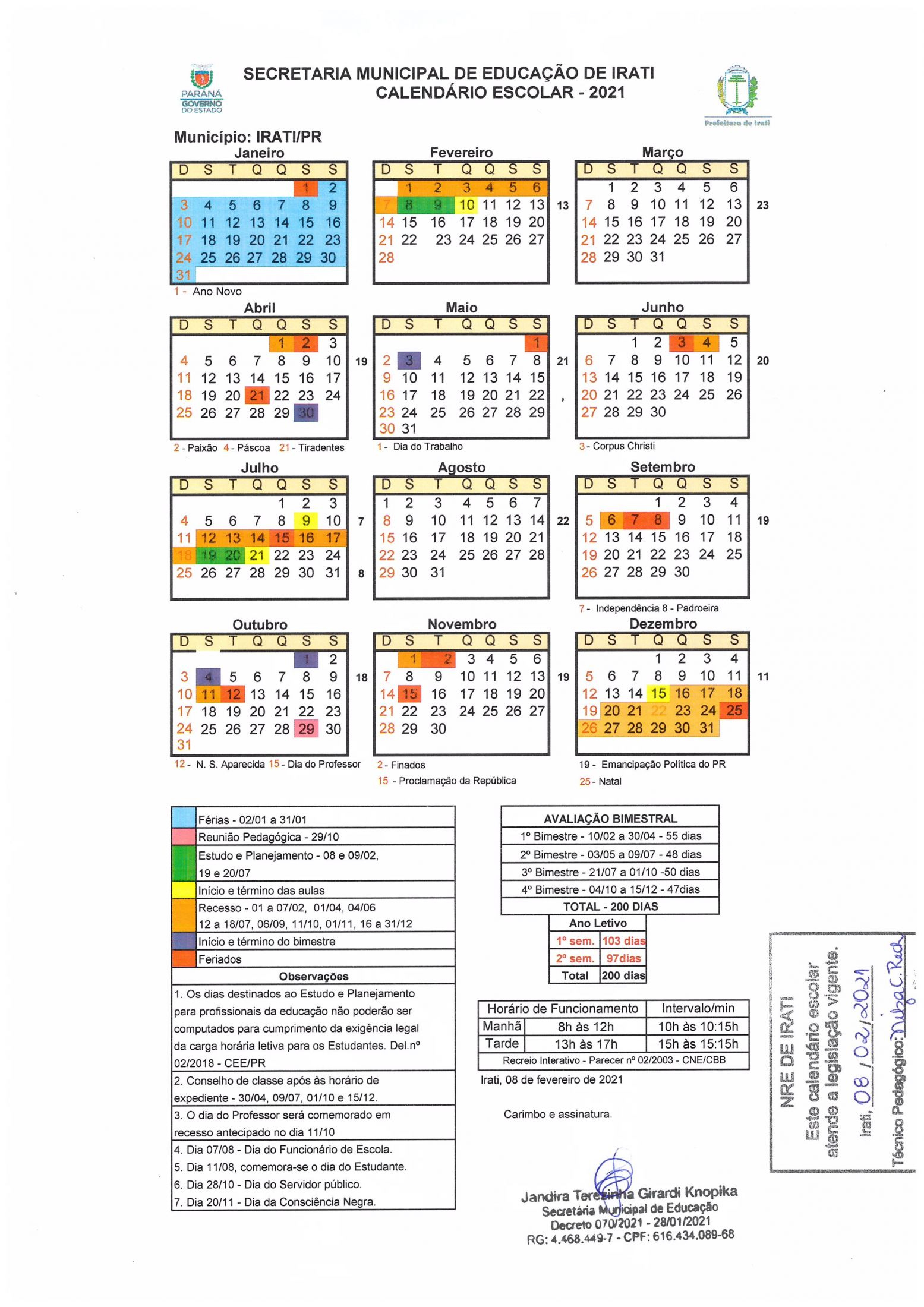 Prefeitura De Irati | Pr | Calendário Escolar 2025 Pr