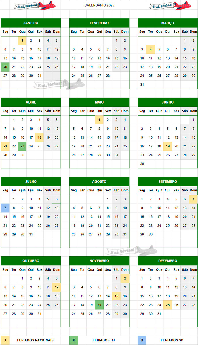 Sugestão De Datas Para Suas Férias De 2025 - E Aí, Férias! | Calendário de Feiras em São Paulo 2025