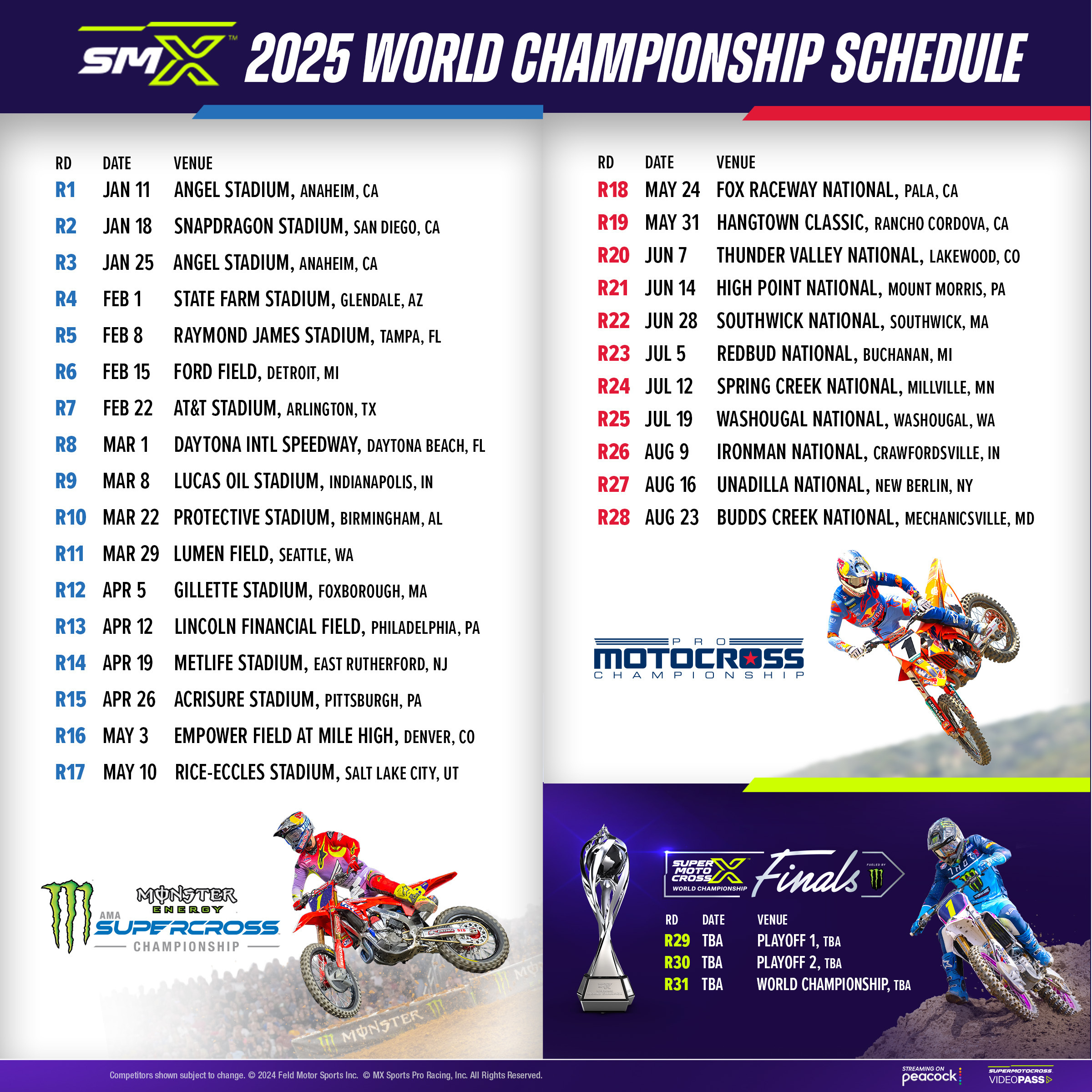 Supermotocross League Unveils 2025 Regular Season Schedule With | Calendário Ama Supercross 2025