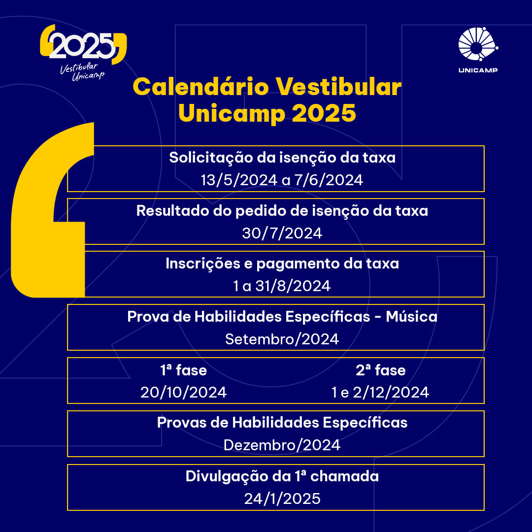 Unicampoficial On X: &amp;quot;O Calendário Do Vestibular Unicamp 2025 Já | Calendário de Vestibulares 2025