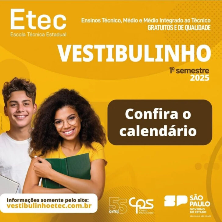 Calendário Vestibulinho Etec 2025