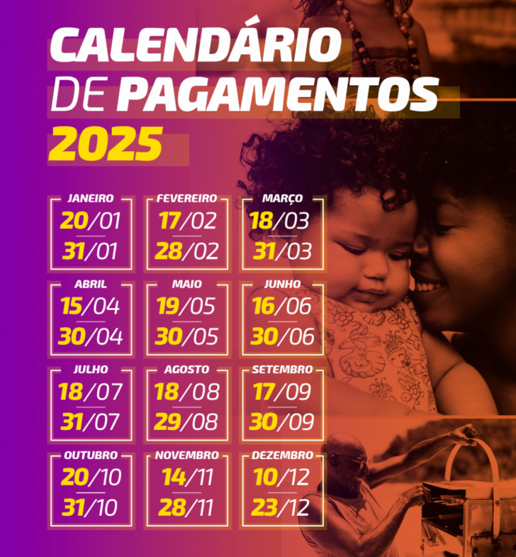 Calendário do Auxílio 2025 de Fevereiro