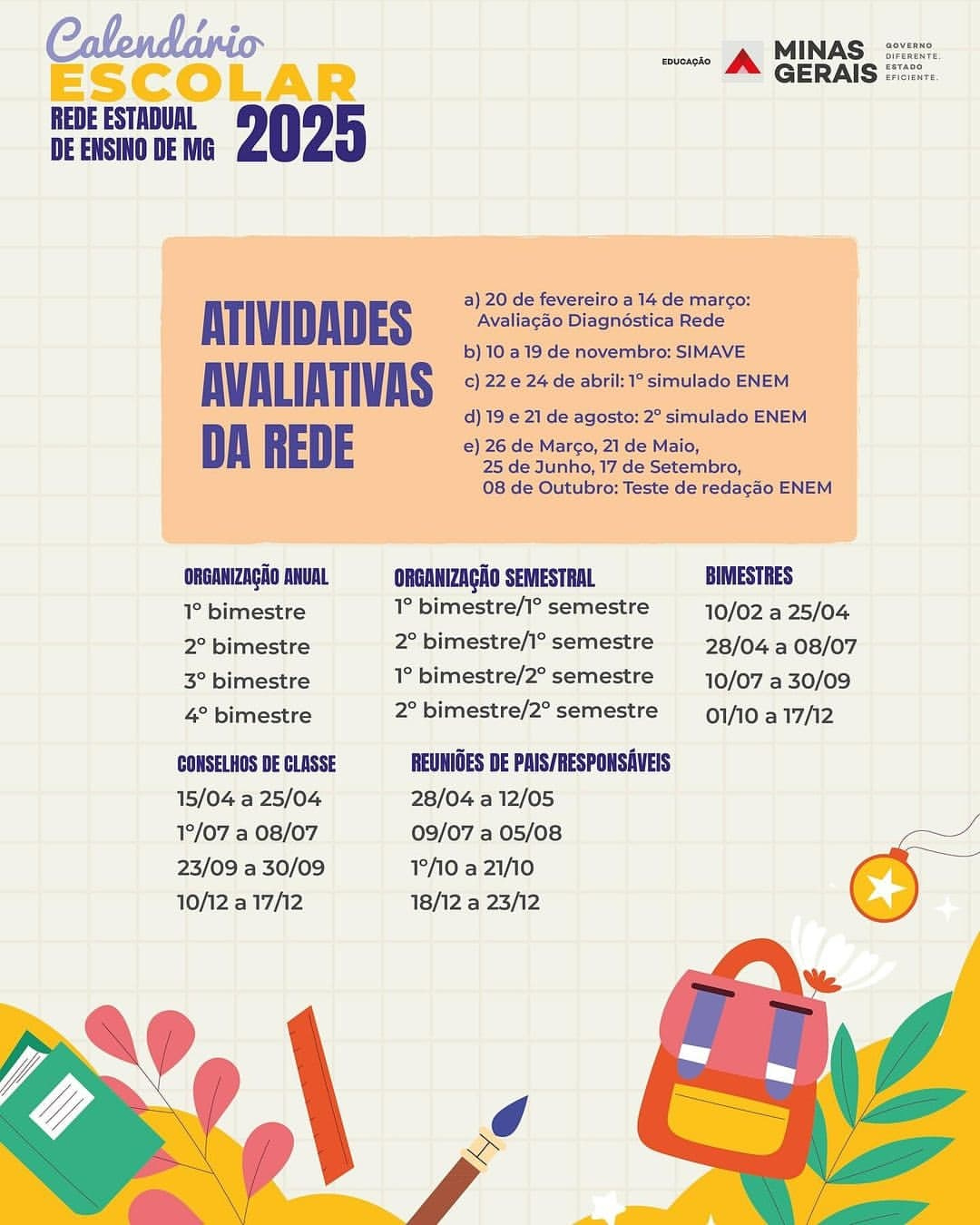 Calendário Escolar 2025 | Calendário Escolar 2025 Minas Gerais