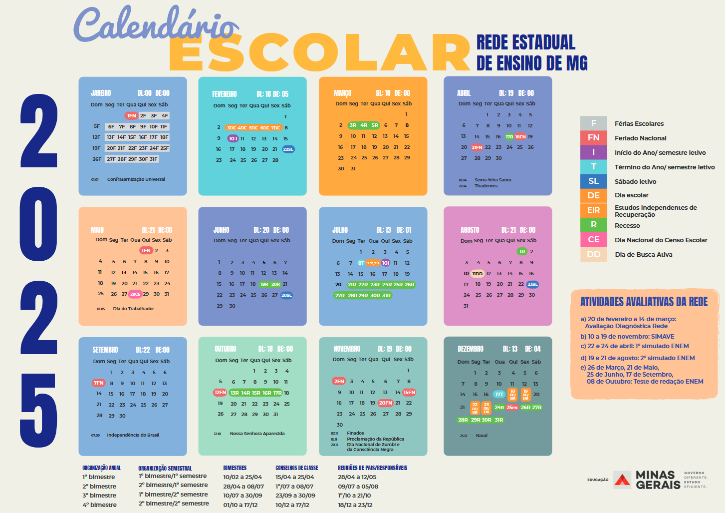 Calendário Escolar 2025 Para A Rede Estadual De Minas Gerais | Calendário Escolar 2025 Minas Gerais