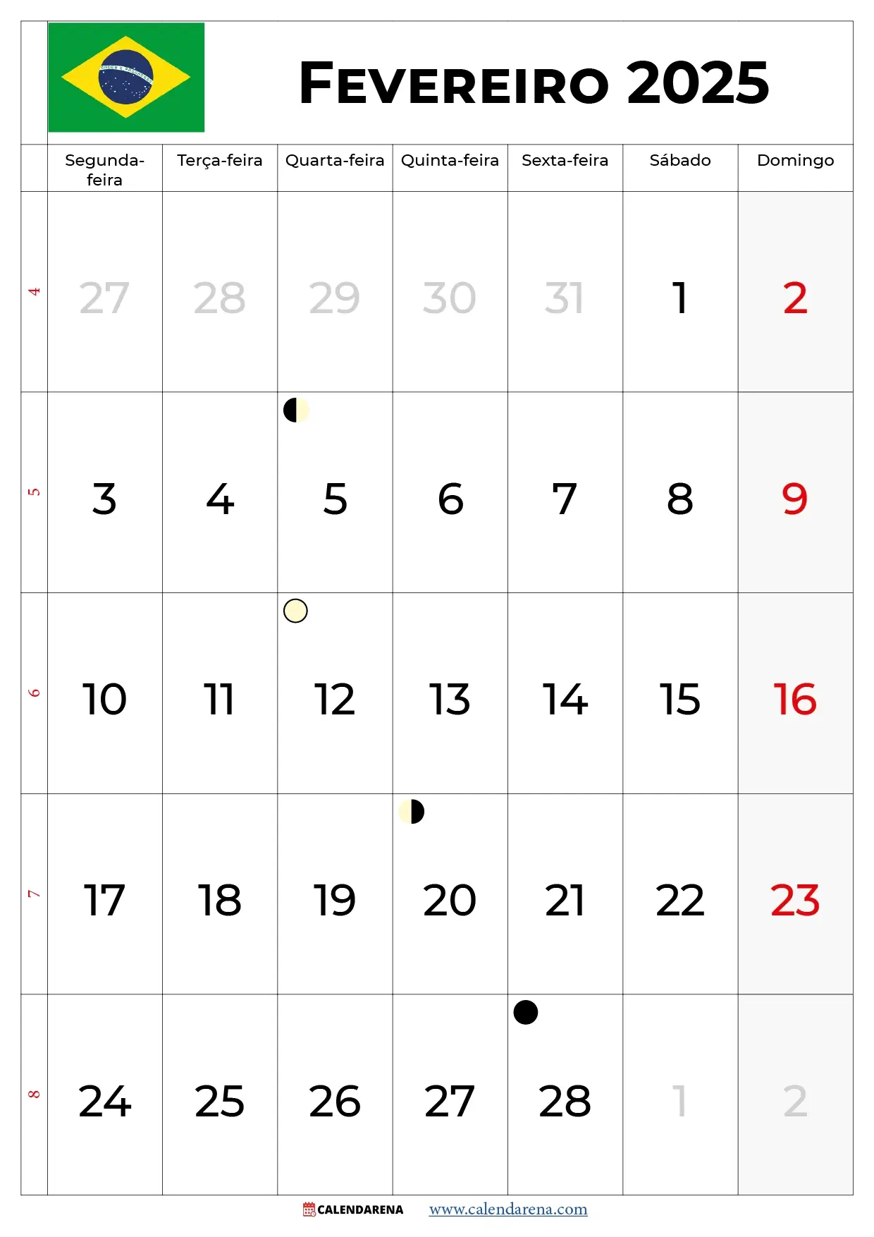 Calendário Fevereiro 2025 Brasil | Calendário do INSS do mês de Fevereiro de 2025