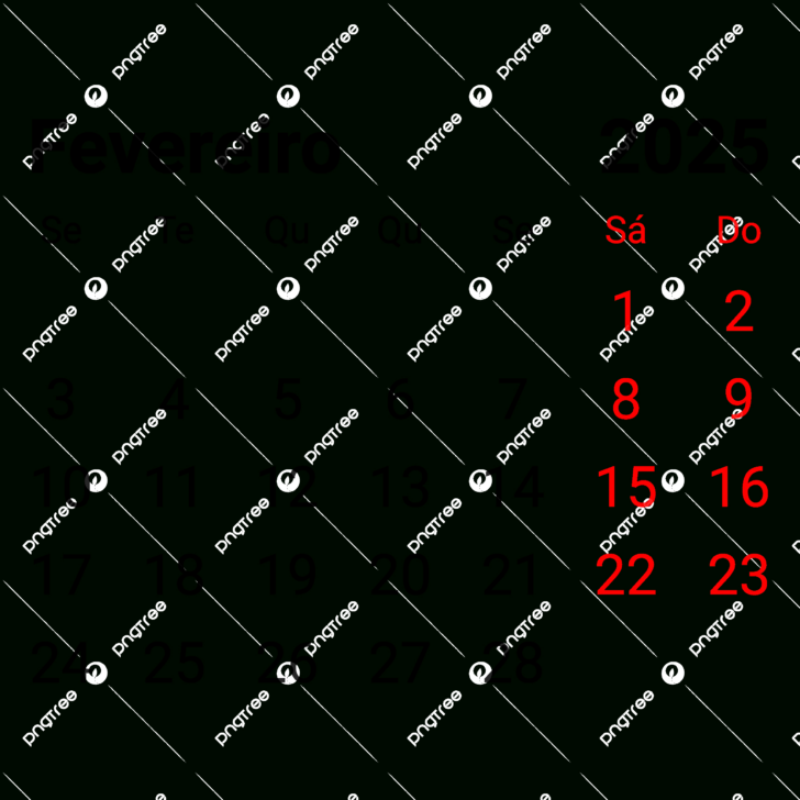 Calendário de Fevereiro do Ano de 2025