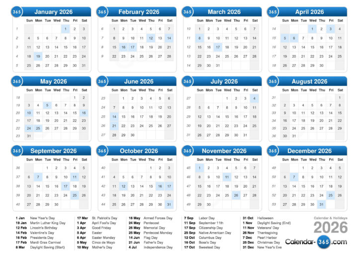 Calendario 365 2026